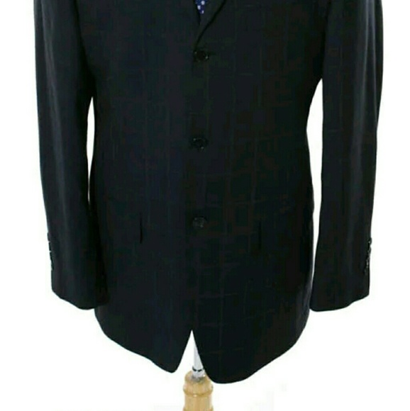 Evan picone checkered 40 blue blazer suit jacket